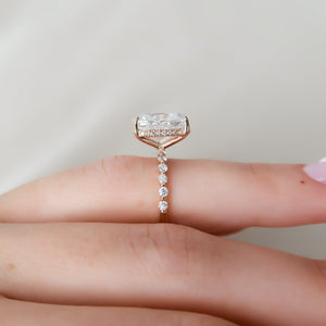 The Khloe Set With A 2 Carat Elongated Cushion Lab Diamond