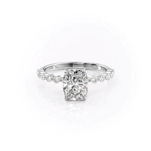 The Khloe Set With A 4.5 Carat Elongated Cushion Moissanite