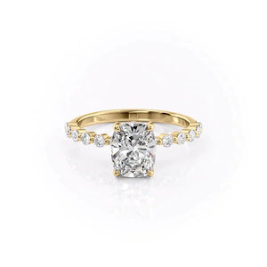 The Khloe Set With A 3 Carat Elongated Cushion Lab Diamond