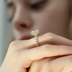 The Khloe Set With A 2 Carat Elongated Cushion Lab Diamond