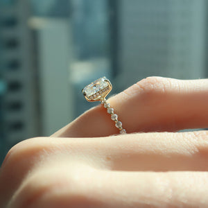 The Khloe Set With A 2 Carat Elongated Cushion Lab Diamond