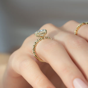 The Khloe Set With A 2 Carat Elongated Cushion Lab Diamond