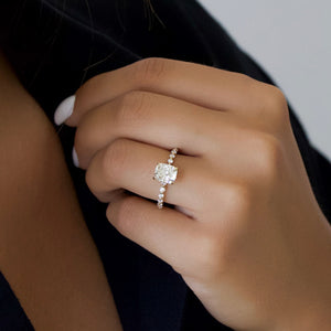 The Khloe Set With A 2 Carat Elongated Cushion Lab Diamond