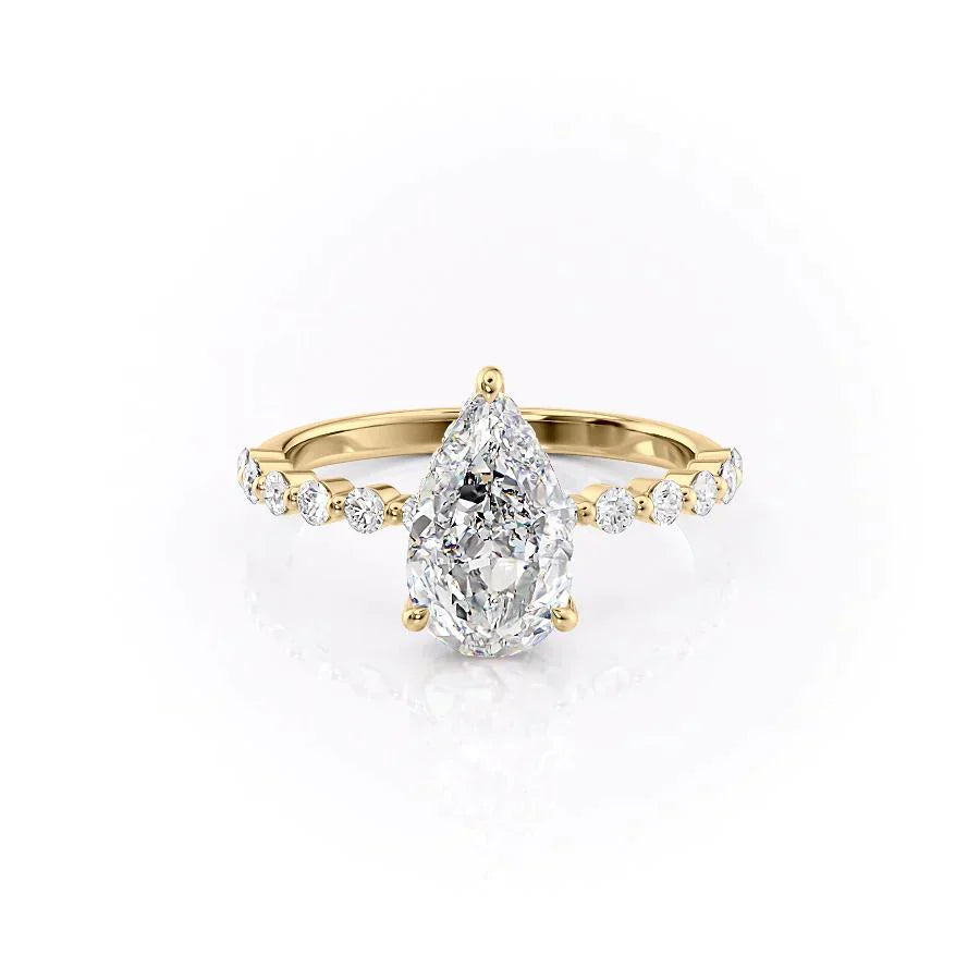 The Khloe Set With A 2.5 Carat Pear Moissanite