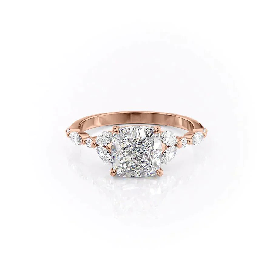 The Chelsea Set With A 5 Carat Cushion Moissanite