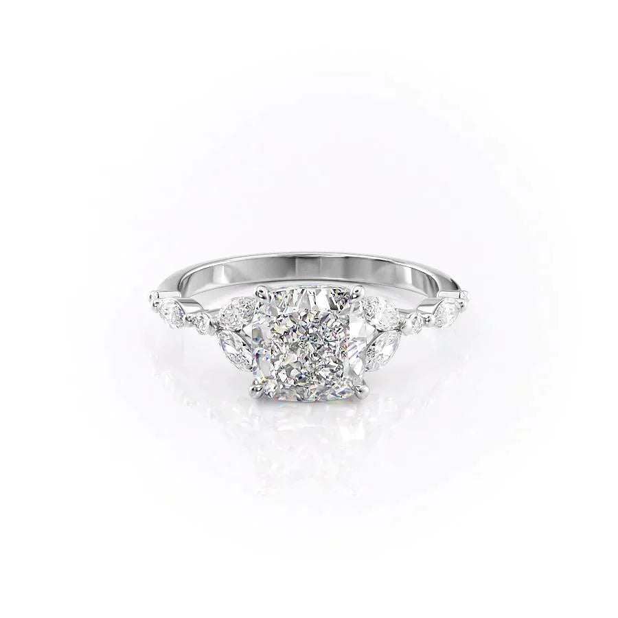 The Chelsea Set With A 1 Carat Cushion Moissanite