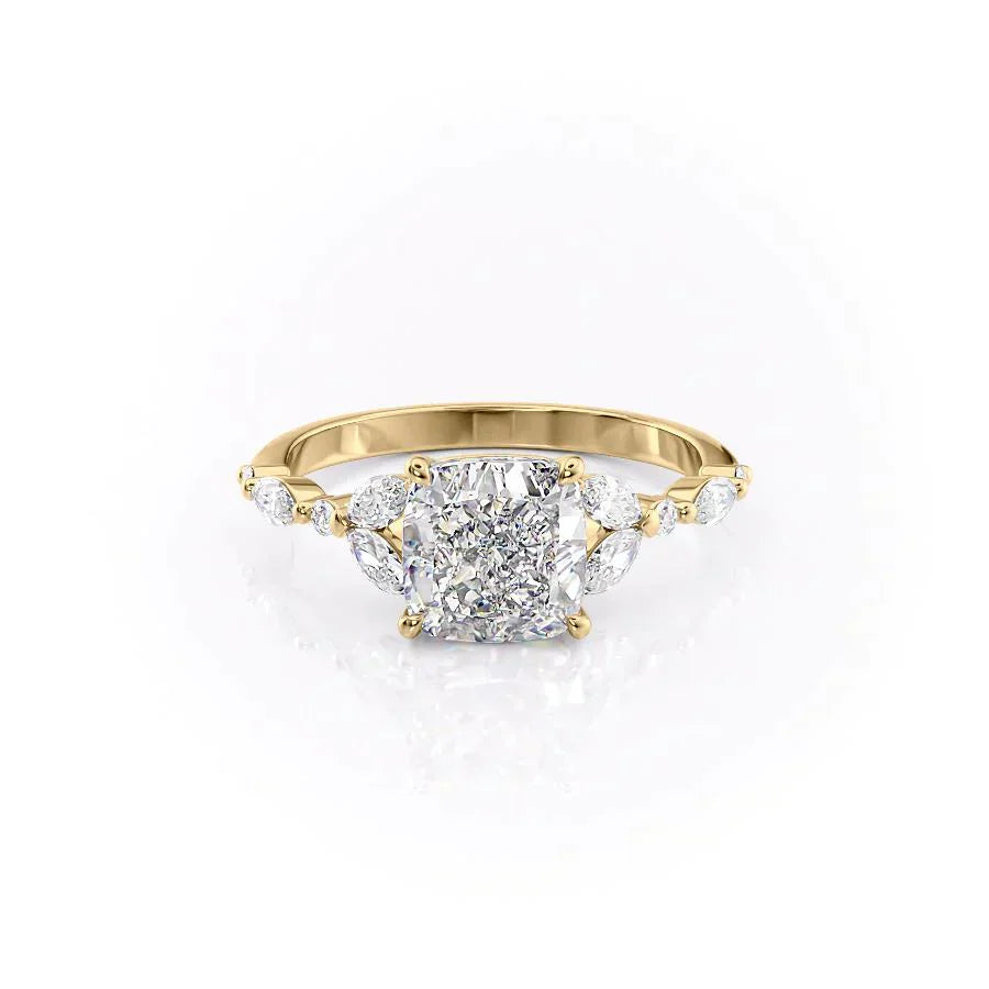 The Chelsea Set With A 1 Carat Cushion Moissanite
