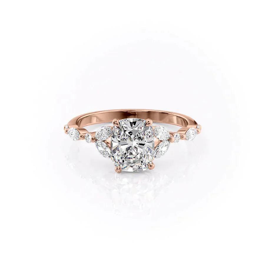 The Chelsea Set With A 4.5 Carat Elongated Cushion Moissanite