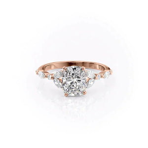 The Chelsea Set With A 1.5 Carat Elongated Cushion Moissanite