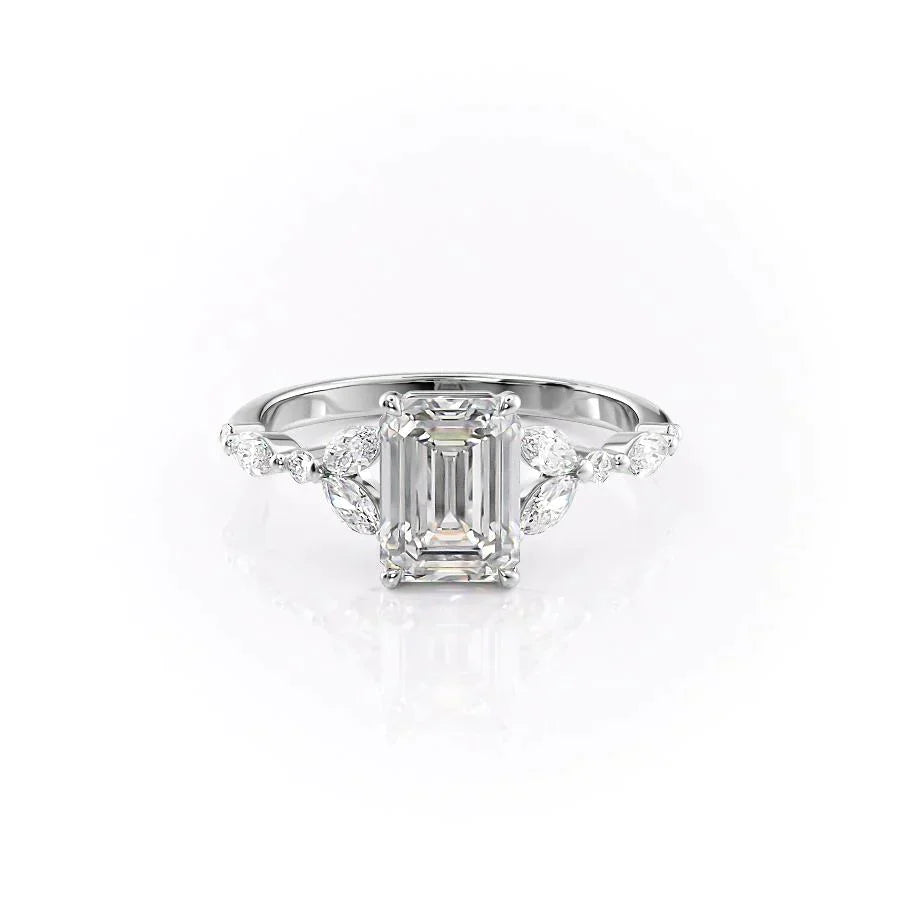The Chelsea Set With A 2 Carat Emerald Moissanite