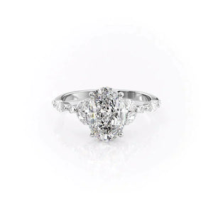 The Chelsea Set With A 3.5 Carat Oval Moissanite