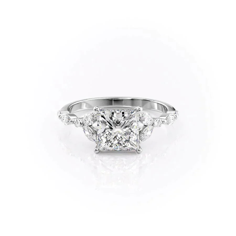 The Chelsea Set With A 4.5 Carat Princess Moissanite
