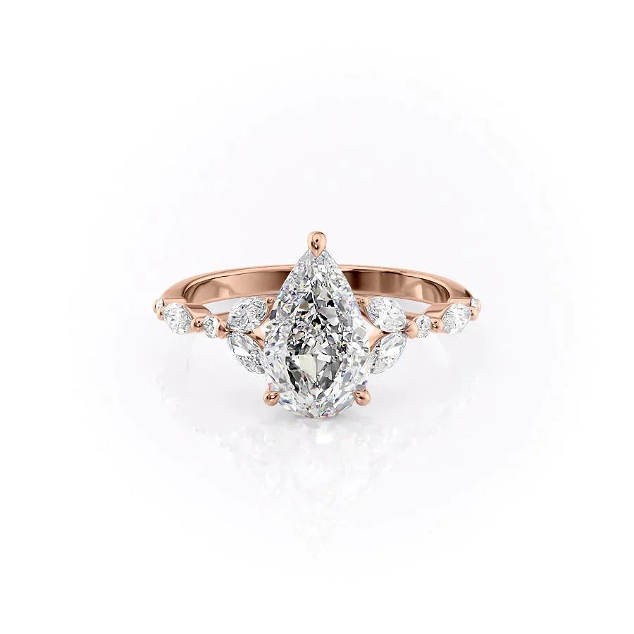 The Chelsea Set With A 5 Carat Pear Moissanite