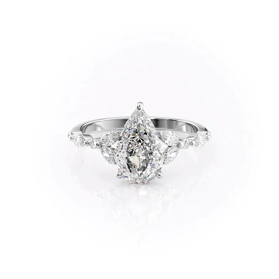 The Chelsea Set With A 4.5 Carat Pear Moissanite