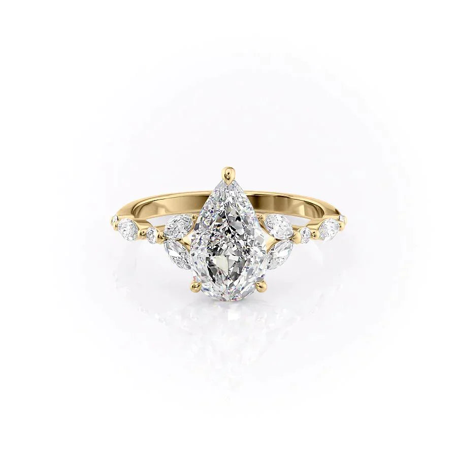 The Chelsea Set With A 1 Carat Pear Moissanite