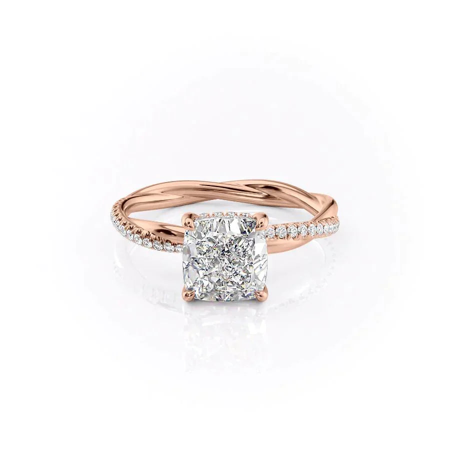 The Stacey Set With A 2.5 Carat Cushion Lab Diamond