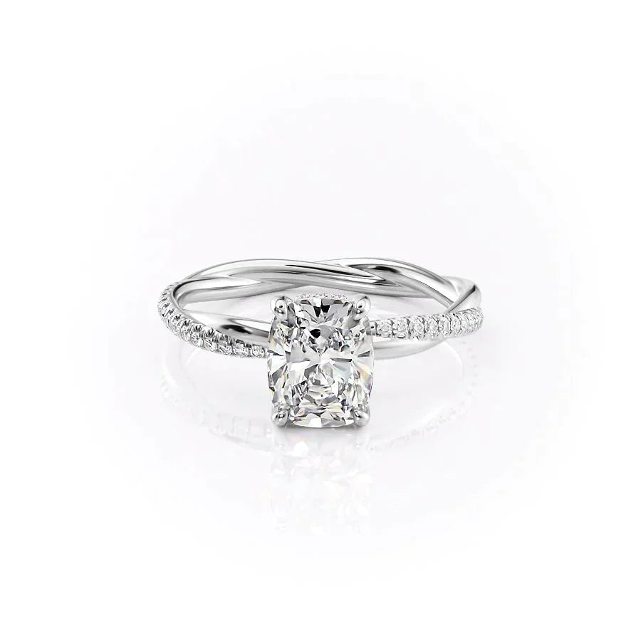 The Stacey Set With A 1.5 Carat Elongated Cushion Lab Diamond