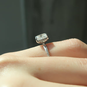 The Stacey Set With A 2 Carat Elongated Cushion Lab Diamond
