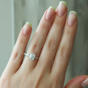 The Stacey Set With A 2 Carat Elongated Cushion Lab Diamond
