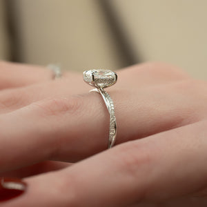 The Stacey Set With A 2 Carat Elongated Cushion Lab Diamond