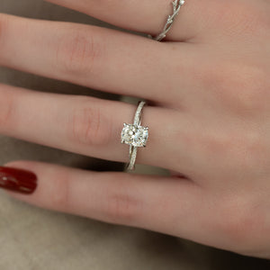 The Stacey Set With A 2 Carat Elongated Cushion Lab Diamond