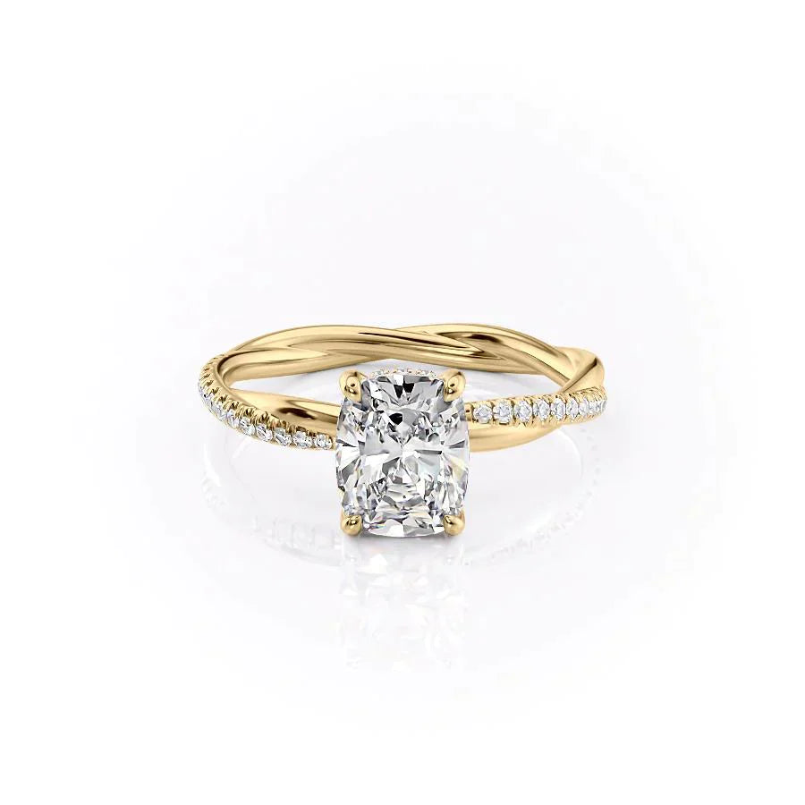 The Stacey Set With A 1.5 Carat Elongated Cushion Lab Diamond