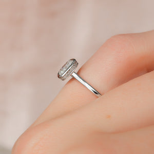 The Charlotte Set With A 3.5 Carat Elongated Cushion Moissanite