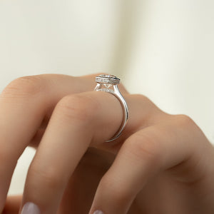 The Charlotte Set With A 3.5 Carat Elongated Cushion Moissanite