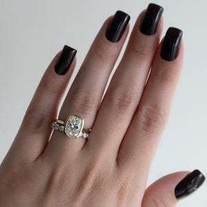 The Charlotte Set With A 2.5 Carat Elongated Cushion Moissanite