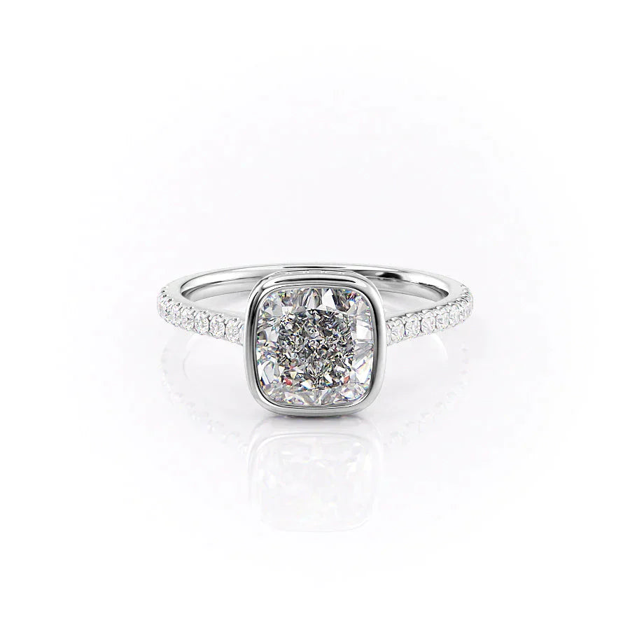 The Pave Charlotte Set With A 1 Carat Cushion Moissanite