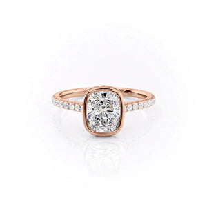 The Pave Charlotte Set With A 1.5 Carat Elongated Cushion Lab Diamond