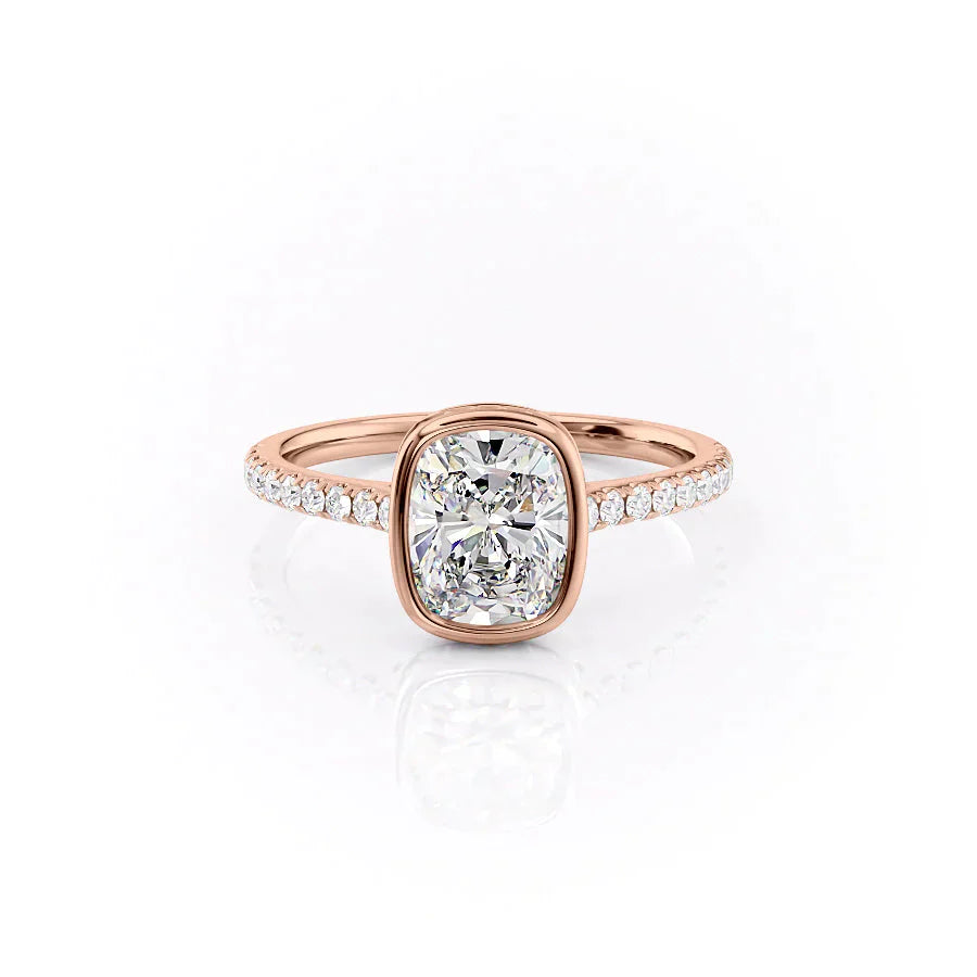 The Pave Charlotte Set With A 1 Carat Elongated Cushion Moissanite