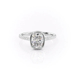 The Pave Charlotte Set With A 3 Carat Elongated Cushion Lab Diamond
