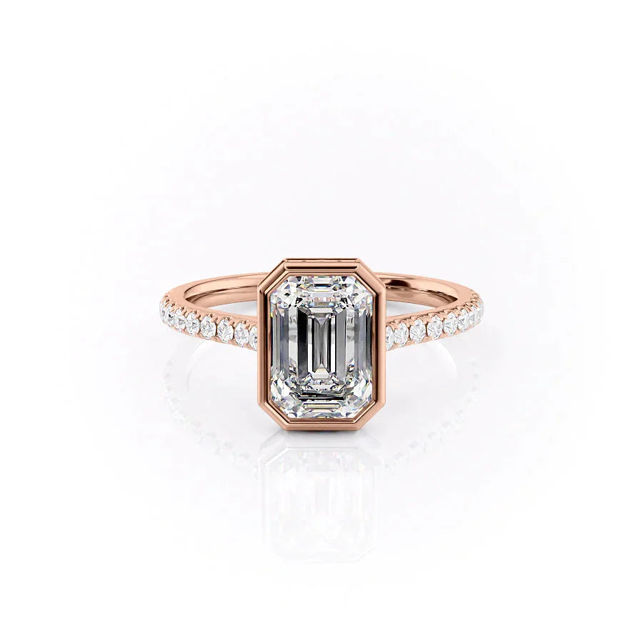 The Pave Charlotte Set With A 3 Carat Emerald Moissanite