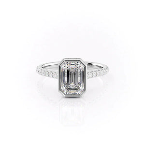The Pave Charlotte Set With A 1.5 Carat Emerald Moissanite