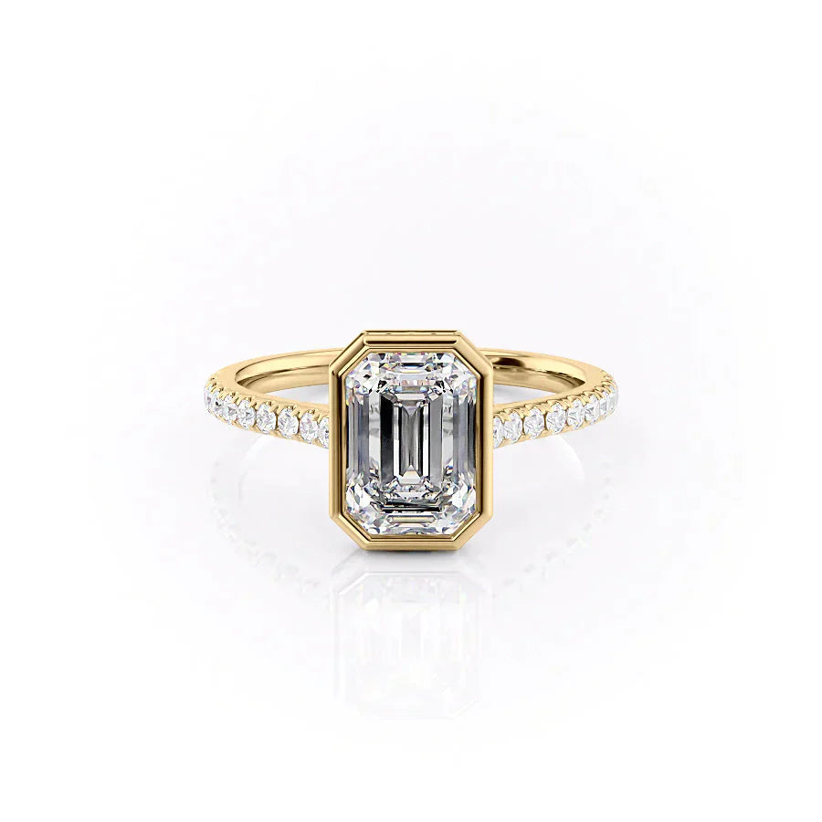 The Pave Charlotte Set With A 5 Carat Emerald Moissanite