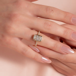 The Pave Charlotte Set With A 2 Carat Elongated Cushion Lab Diamond