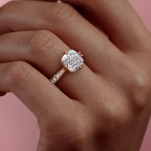 The Rebecca Set With A 1.5 Carat Cushion Lab Diamond
