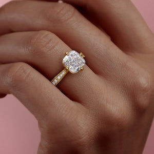The Rebecca Set With A 3 Carat Cushion Lab Diamond
