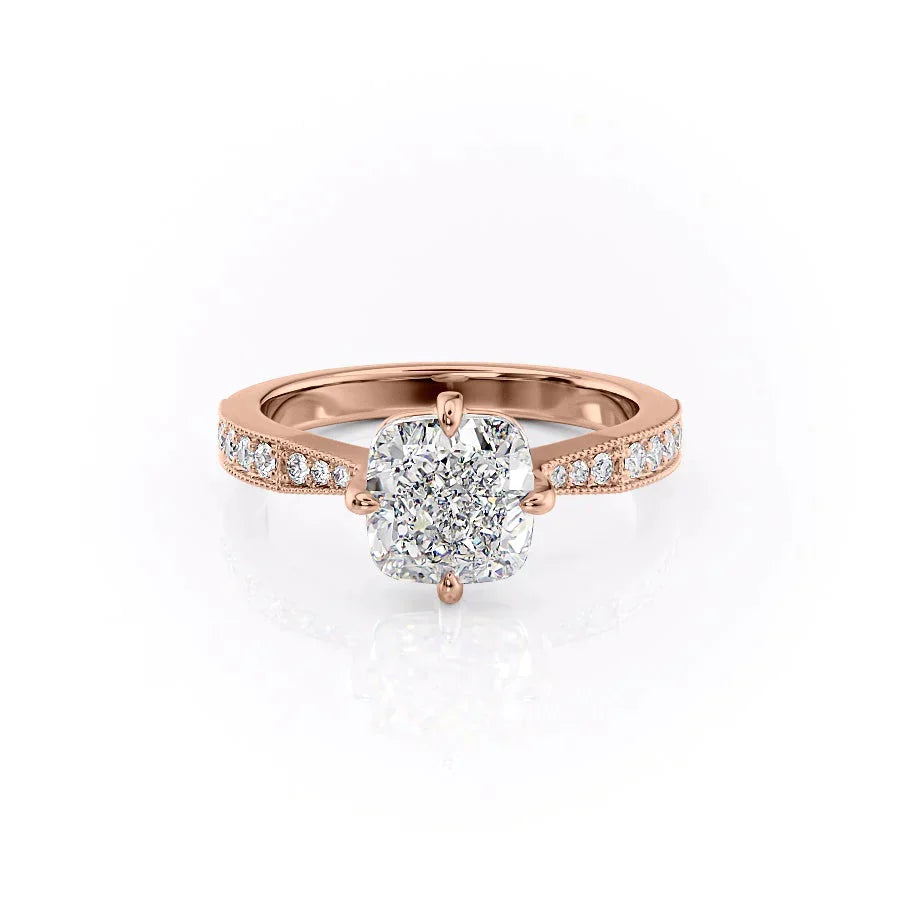 The Rebecca Set With A 2 Carat Cushion Moissanite