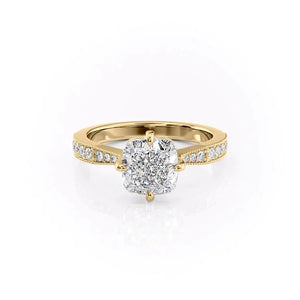 The Rebecca Set With A 5 Carat Cushion Moissanite