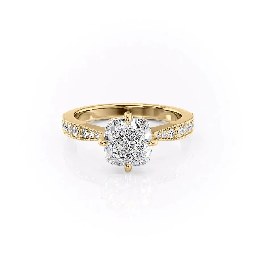 The Rebecca Set With A 4.5 Carat Cushion Moissanite