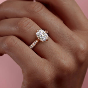 The Rebecca Set With A 2 Carat Elongated Cushion Lab Diamond