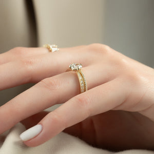 The Rebecca Set With A 2 Carat Elongated Cushion Lab Diamond