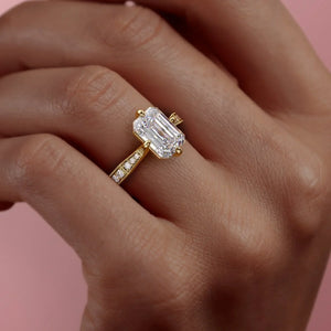 The Rebecca Set With A 3.5 Carat Emerald Moissanite