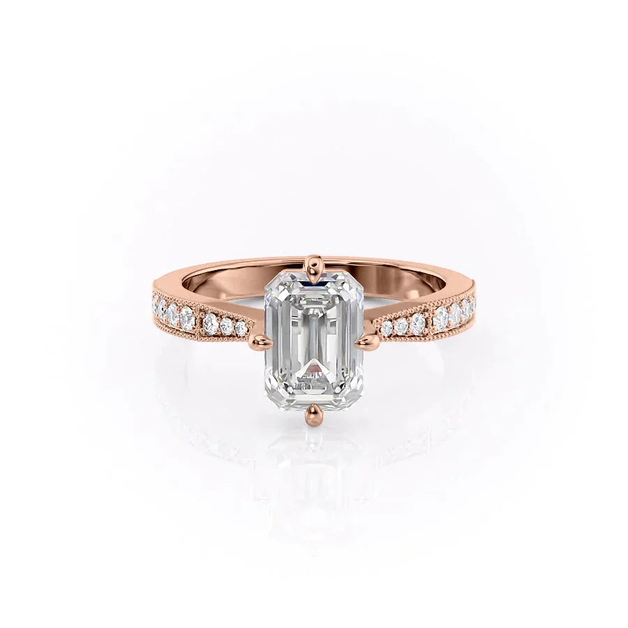 The Rebecca Set With A 1.5 Carat Emerald Moissanite