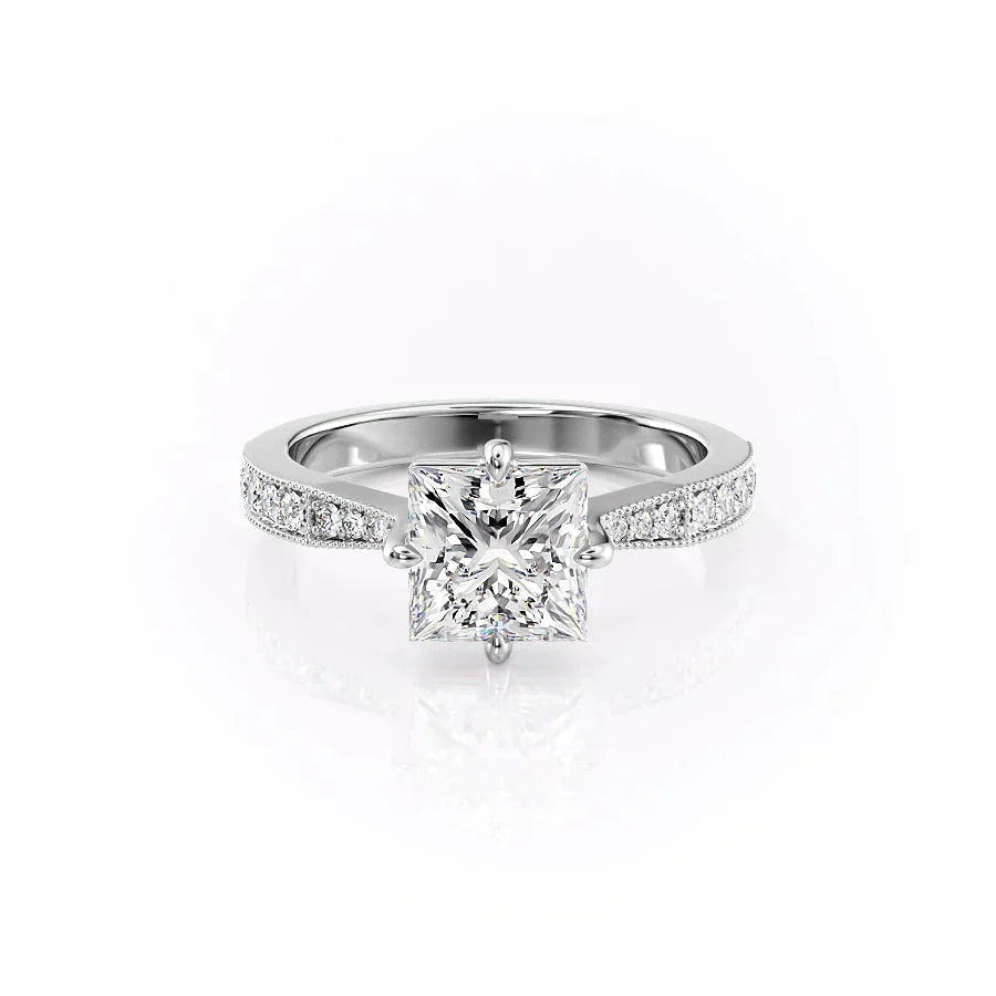 The Rebecca Set With A 1 Carat Princess Moissanite