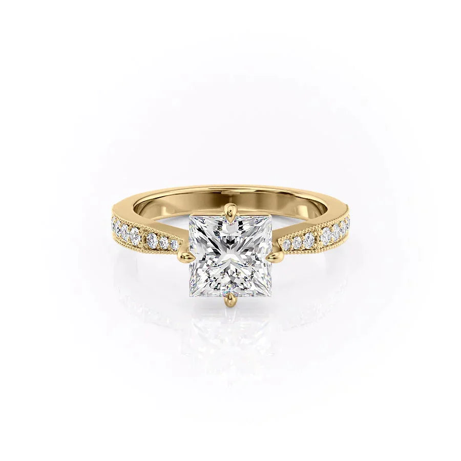The Rebecca Set With A 3.5 Carat Princess Moissanite