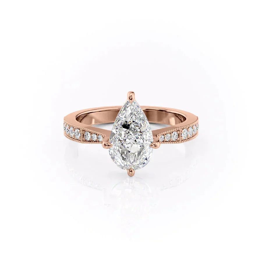 The Rebecca Set With A 2.5 Carat Pear Lab Diamond