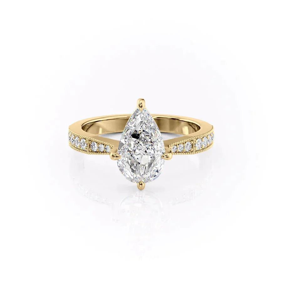 The Rebecca Set With A 1 Carat Pear Moissanite